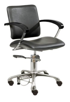 BS London C sz bewgl.Rückenl./Rollen/Stopper Stuhl+Arml. sz Styling chair "London C", moveable back rest, castors/stopper, bl 