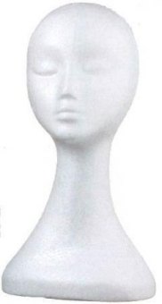 Schaumstoffkopfbüste Lady weiß 38cm Foam head Lady, white, 39,5 cm weiss | groß