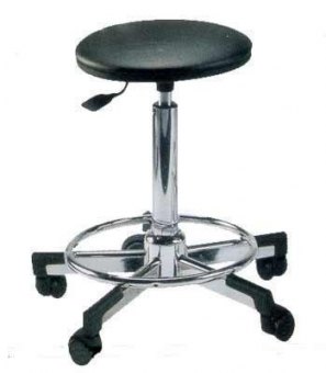 Rollhocker Gigant sz m. Metallring 57/83cm Roller stool "Gigant R", black, with chrome foot rest 