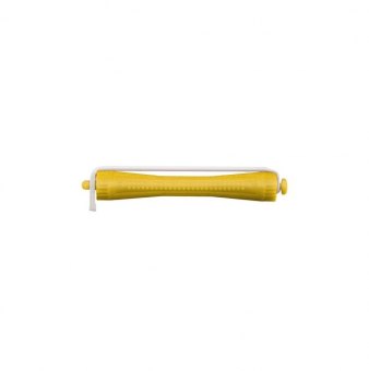 KW-Wkl.12er m.Rundgummi 8mm gelb Länge 91mm Kaltwellwickler Cold wave rods, 90 mm, round rubber, 8 mm yellow (bag of 12) Ø  8 mm