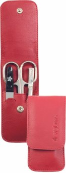 Pfeilring Manicure-Etui rot 3-teilig Nappaleder m.Nickel-Füll 