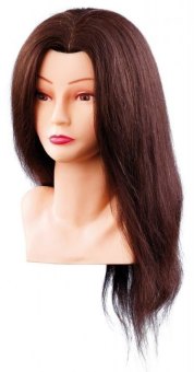 Übungskopf Büste Ellen, 40 cm, braun indisches Haar 