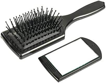 Mini Paddle Brush m. herausziehb. Spiegel, 7-reihig, Nylonstifte Mini Paddle Brush, black, 7-rows 