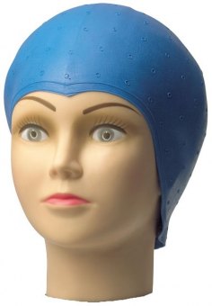 Strähnenh. blau m. Lochstanzung Strähnenhaube Highlighter cap, latex, blue perforated 