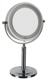 Kosmetikspiegel beleuchtet, 5-fach, rund O=15 cm, Standfuß 