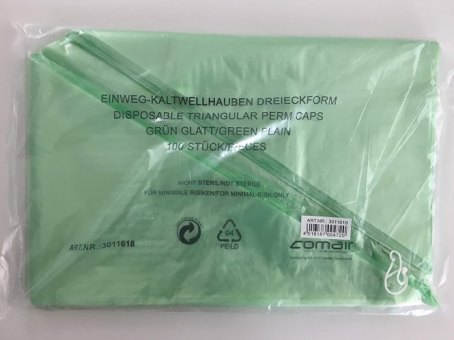 EW-Kaltwellh grün Dreieck 100 Btl 0,019x48x77mm Disposable perm hoods, green , bag of 100 